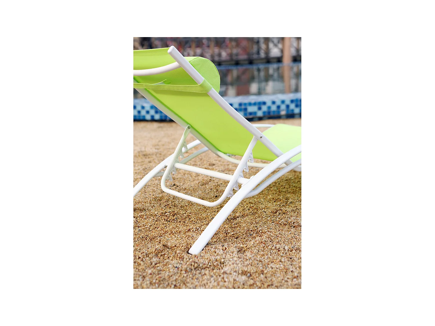 Set van 2 tuinzonnebedden groen/wit BAHIA van aluminium - Comfortabel en licht