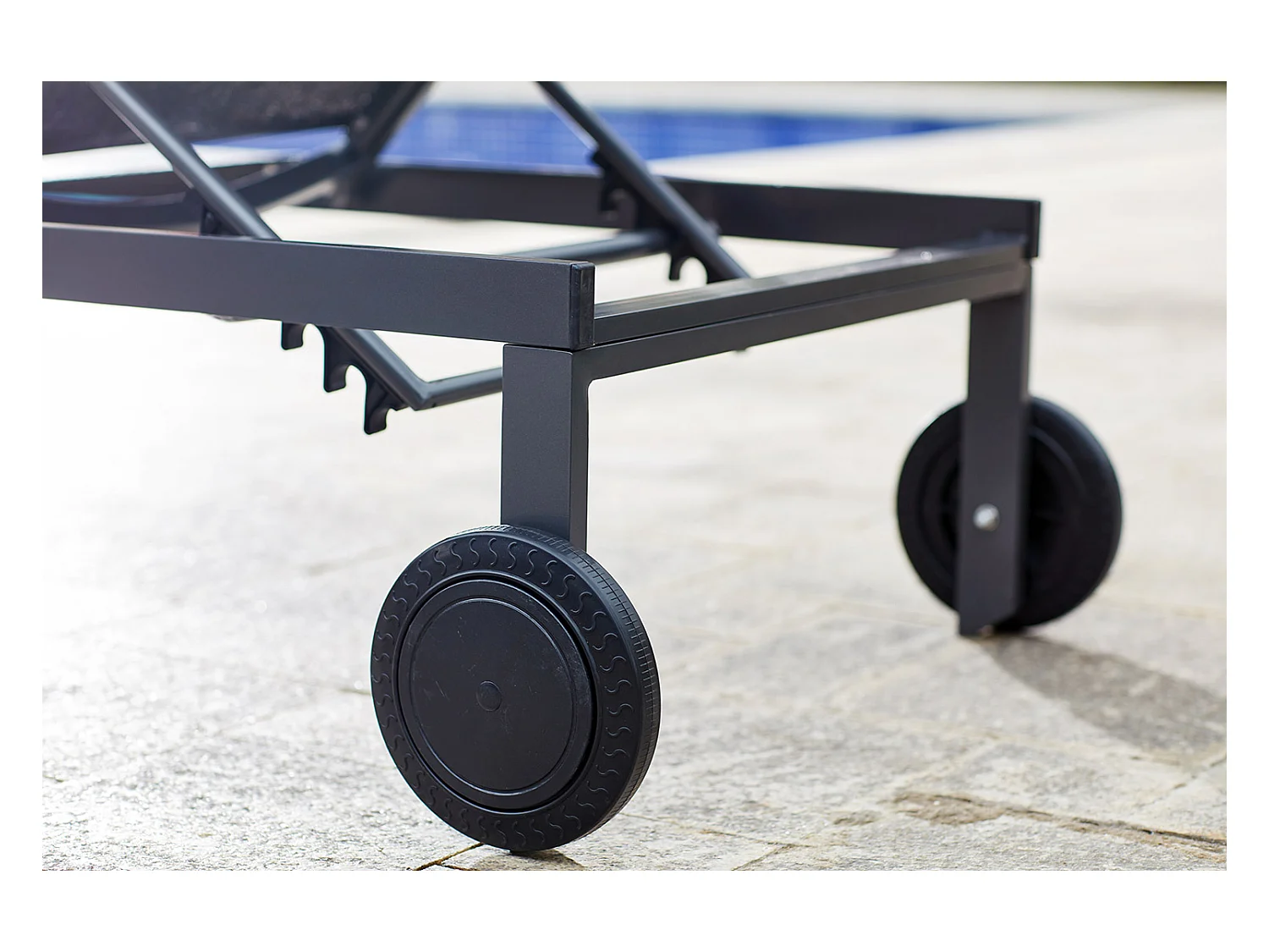 Juego de 2 tumbonas reclinables alu y textileno negro CUBA