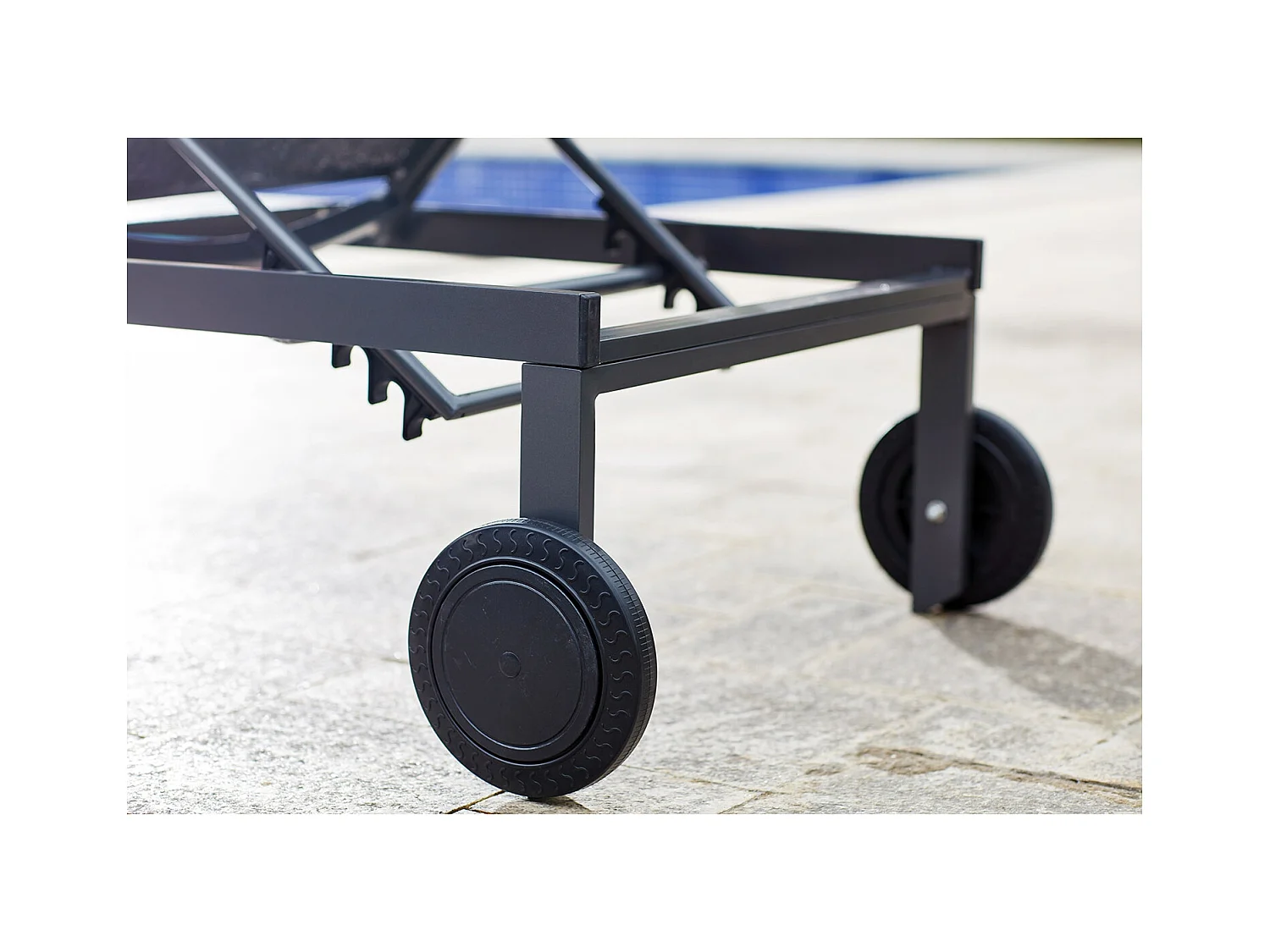 Juego de 2 tumbonas reclinables alu y textileno negro CUBA