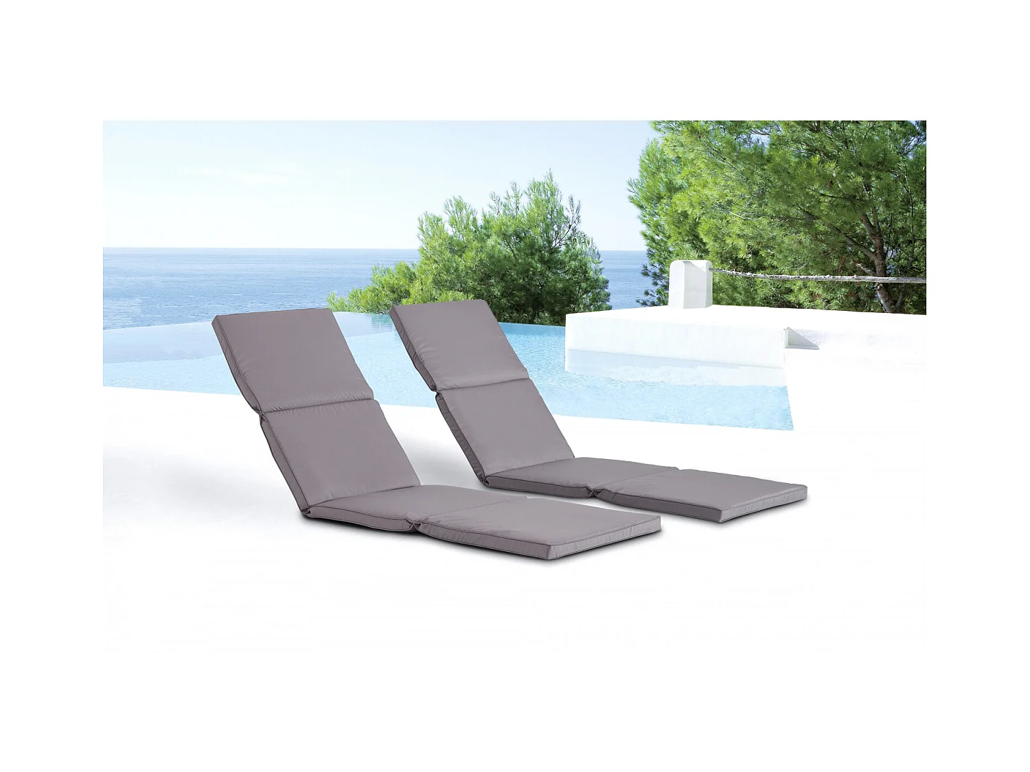 Lot de 2 coussins pour transat gris LUANA