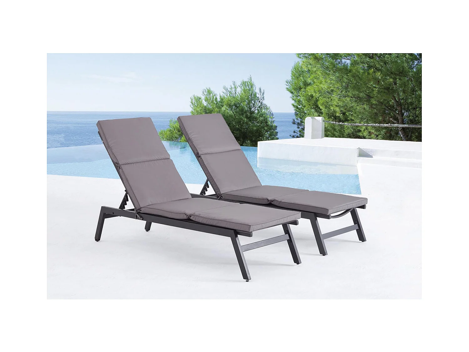 Lot de 2 coussins pour transat gris LUANA