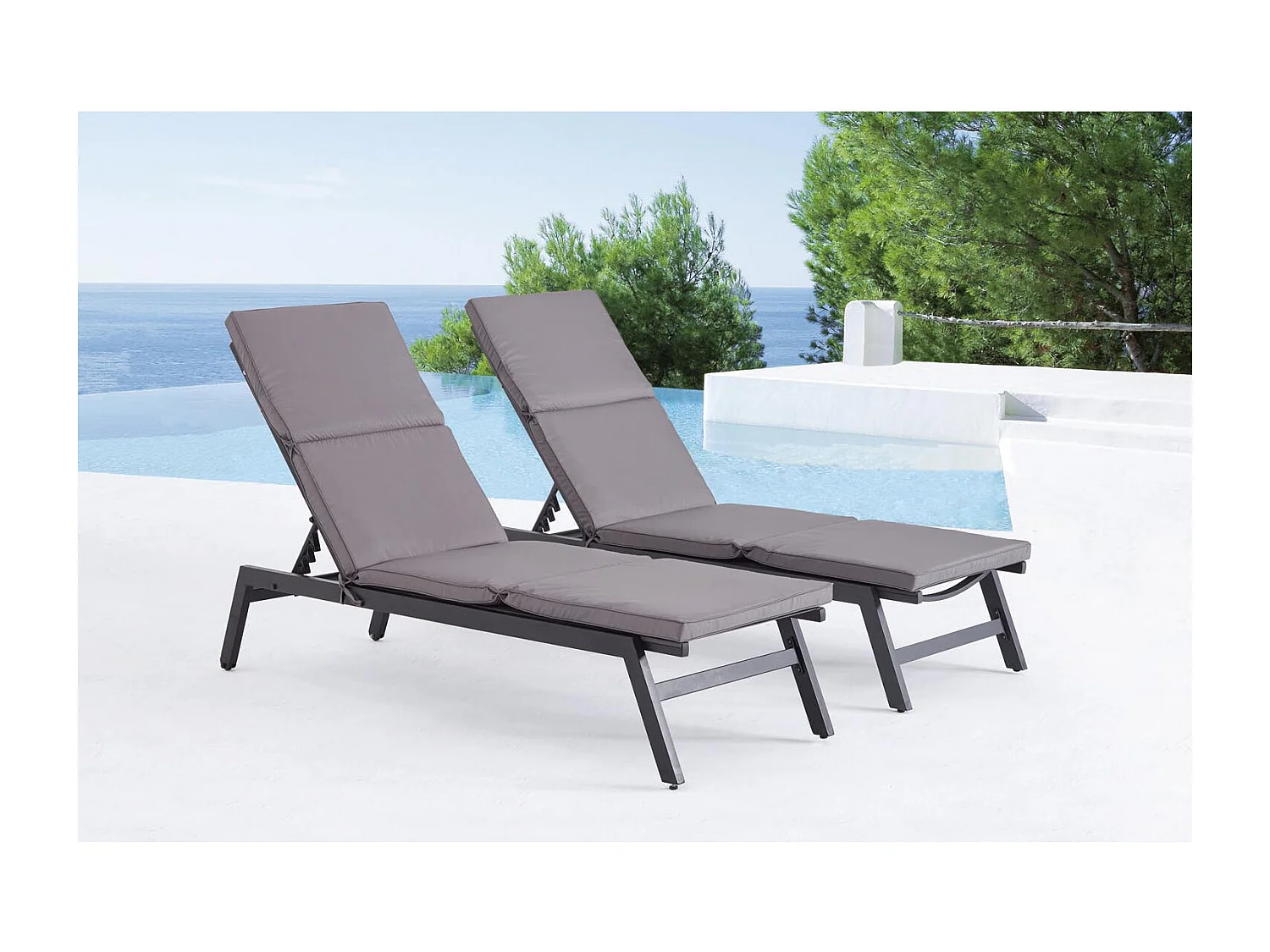 Lot de 2 coussins pour transat gris LUANA