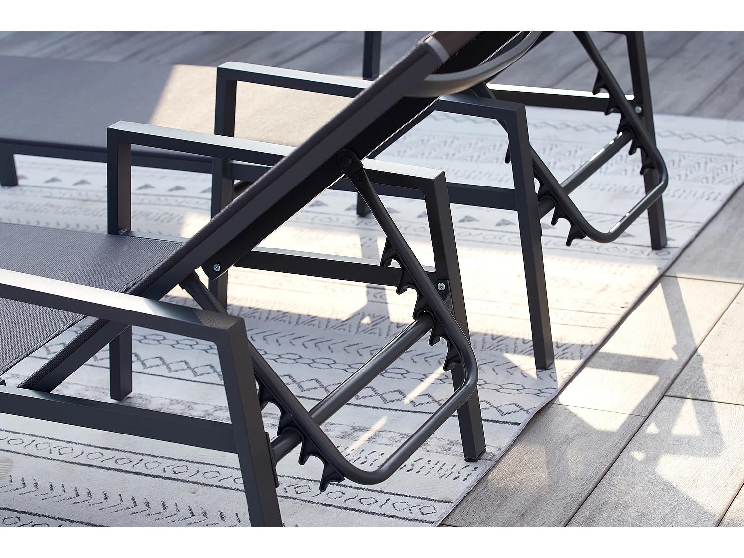 Lot de 2 transats en aluminium gris foncé BARI