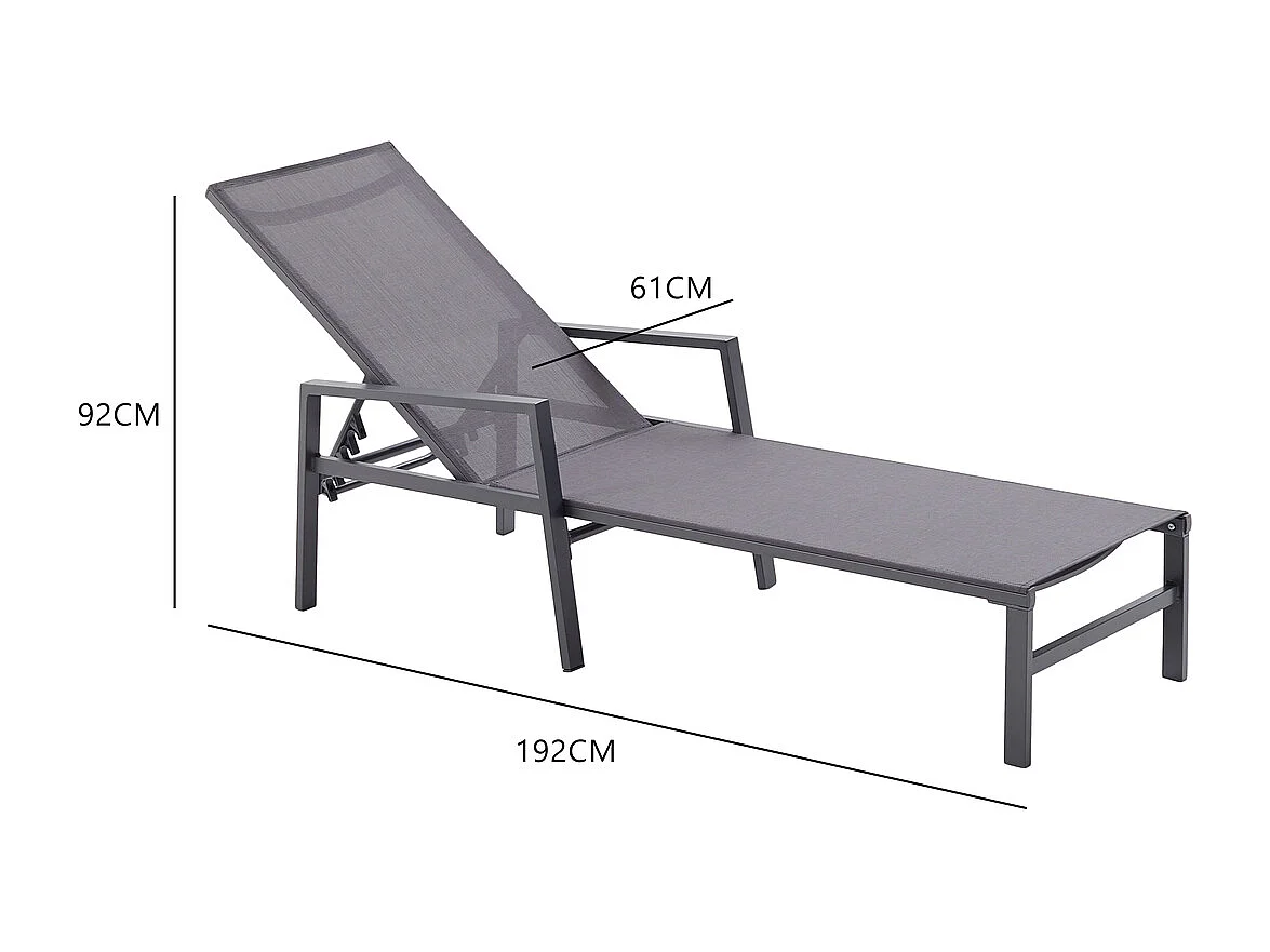 Lot de 2 transats en aluminium gris foncé BARI