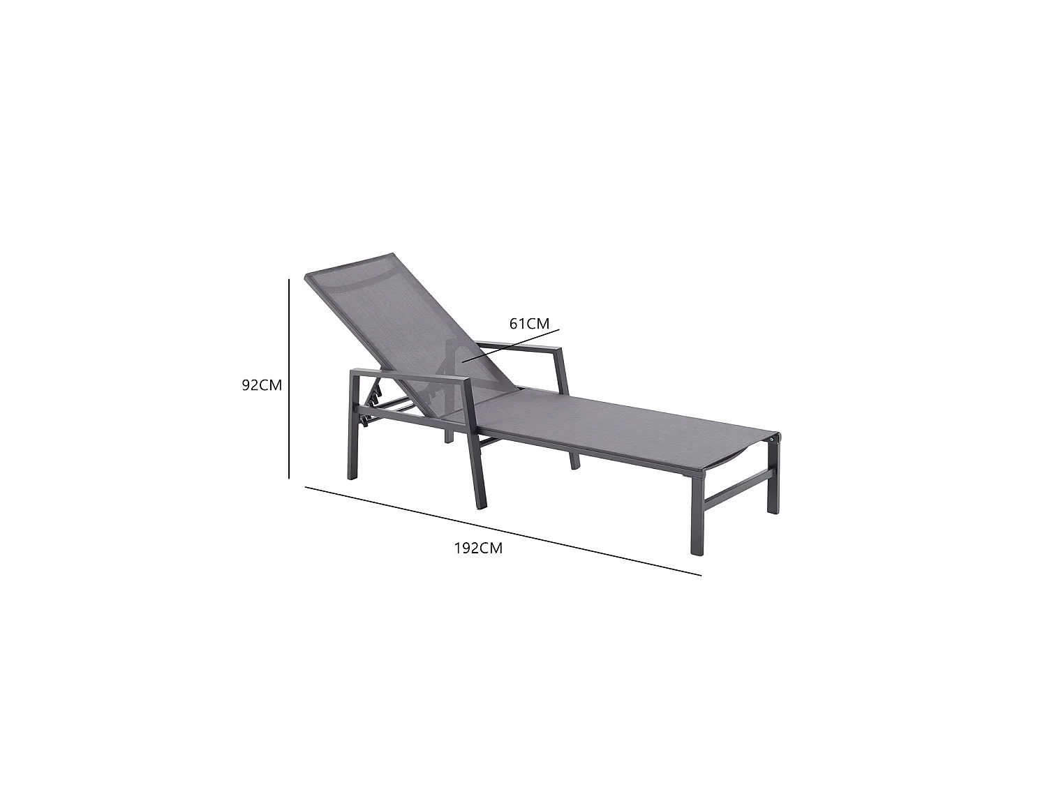 Conjunto de 2 espreguiçadeiras de jardim cinza BARI - Design elegante, reclináveis, alumínio, fácil de manter