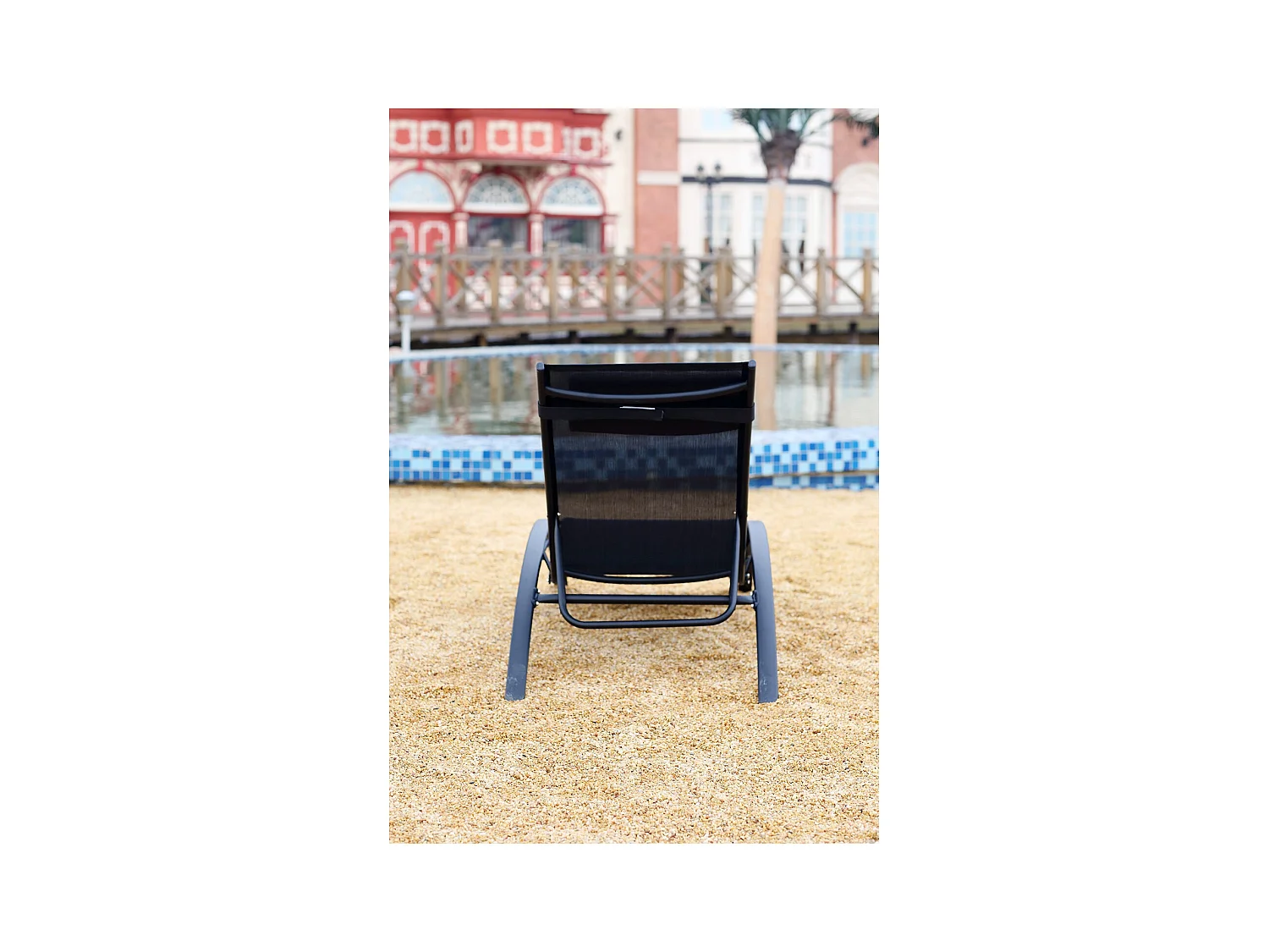 Transat empilable et ajustable en aluminium noir BAHIA