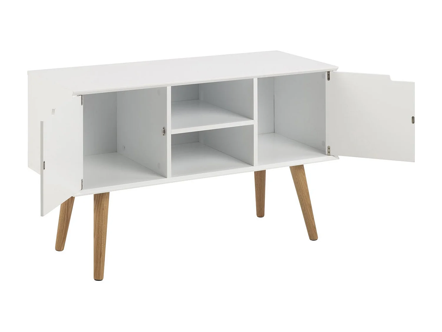 Buffet scandinave blanc avec 2 placards LOKKA