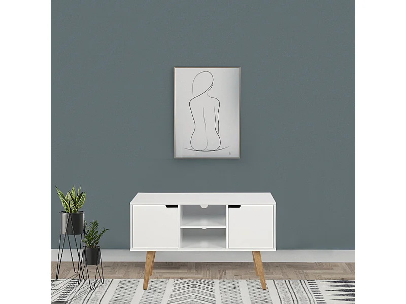 Scandinavisch wit buffetkast met planken en kasten LOKKA