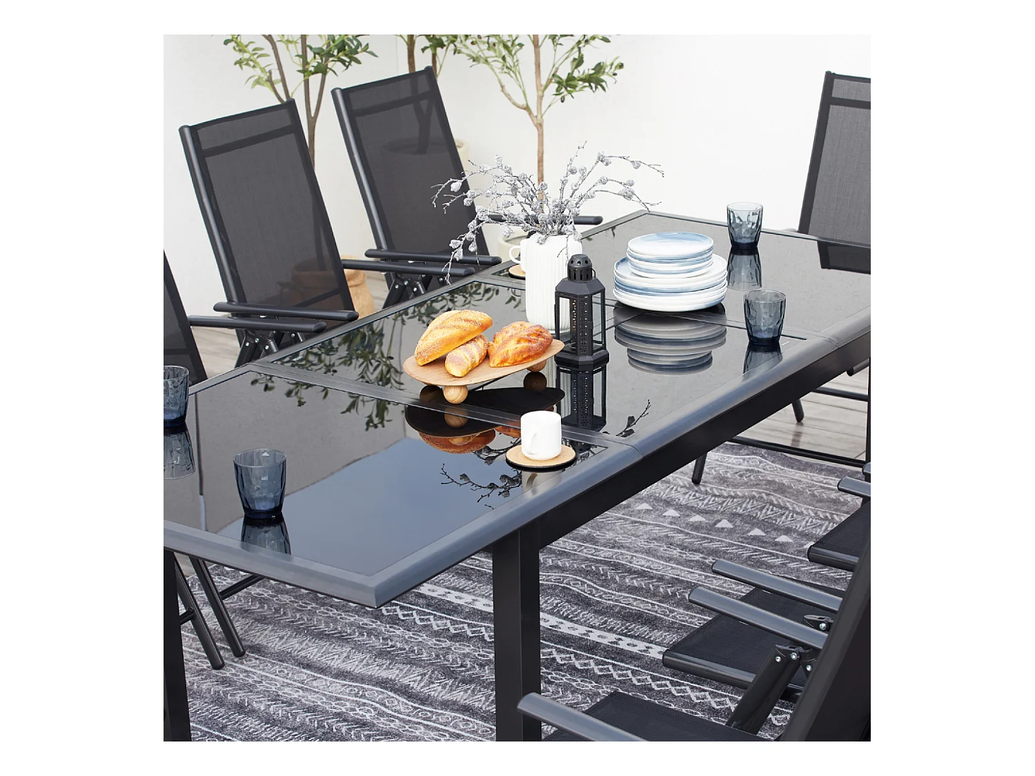 Tavolo da giardino e 10 sedie in alluminio grigio RAVENNE