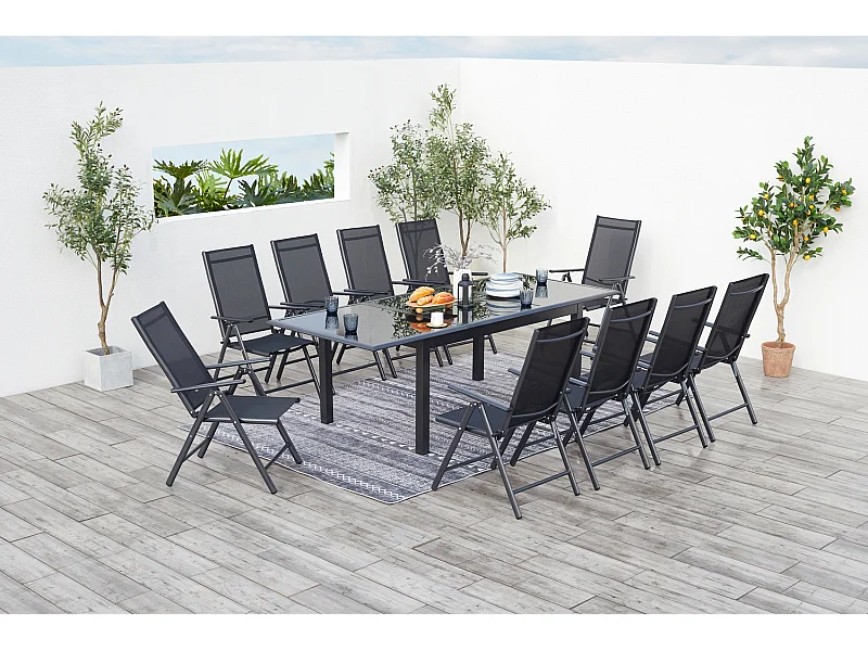 Aluminium Gartenmöbel Set in Grau für 10 Personen RAVENNE