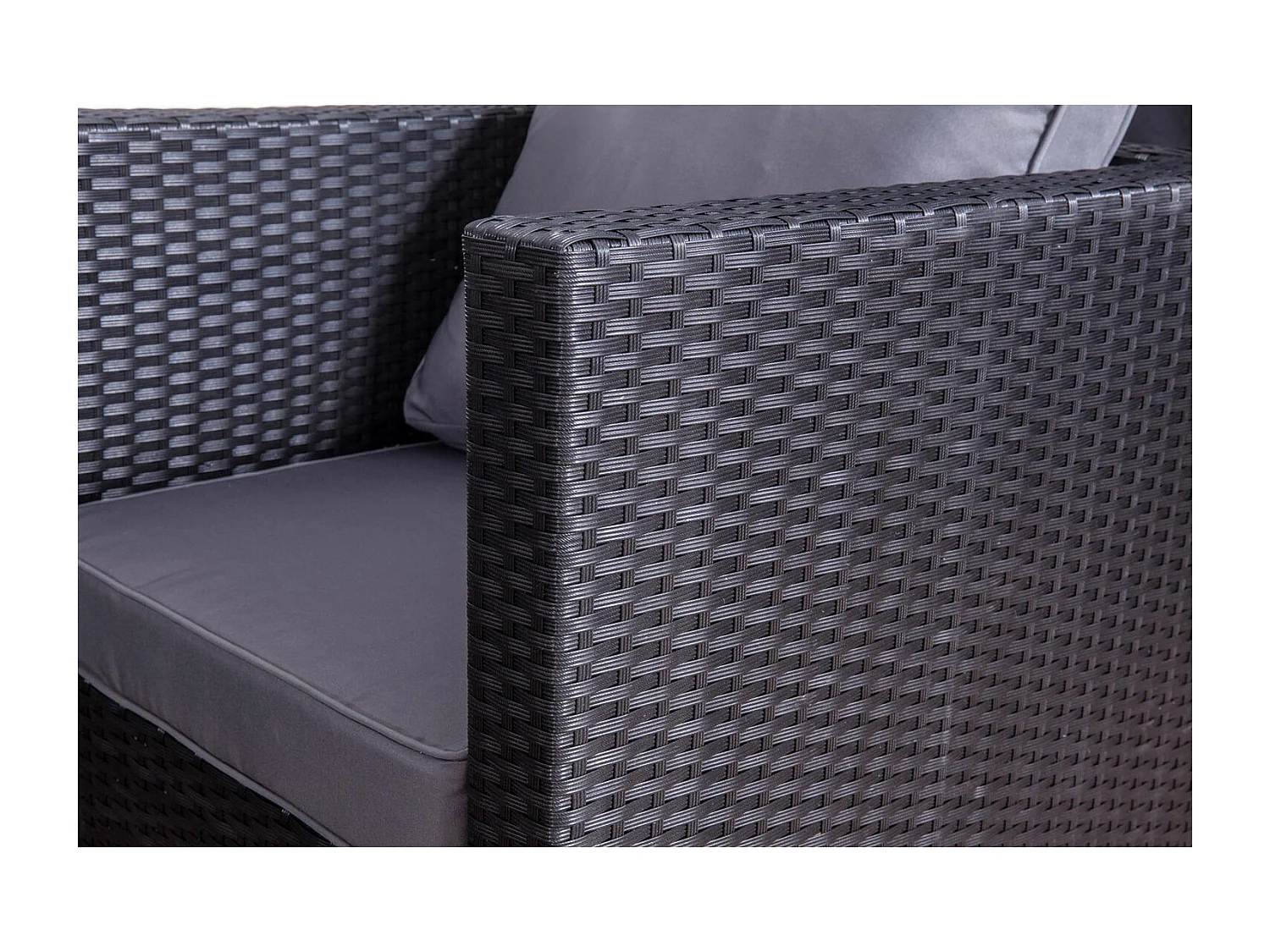 Conjunto de jardín 6 plazas de resina trenzada negro/gris NEVALA