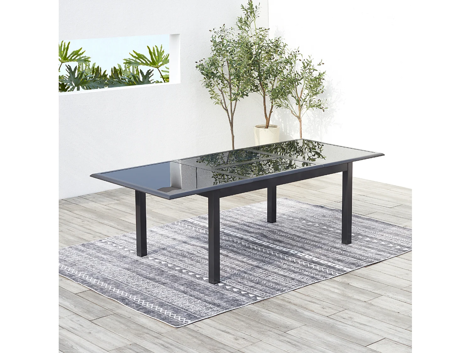 Table de jardin et 6 chaises en aluminium gris RAVENNE