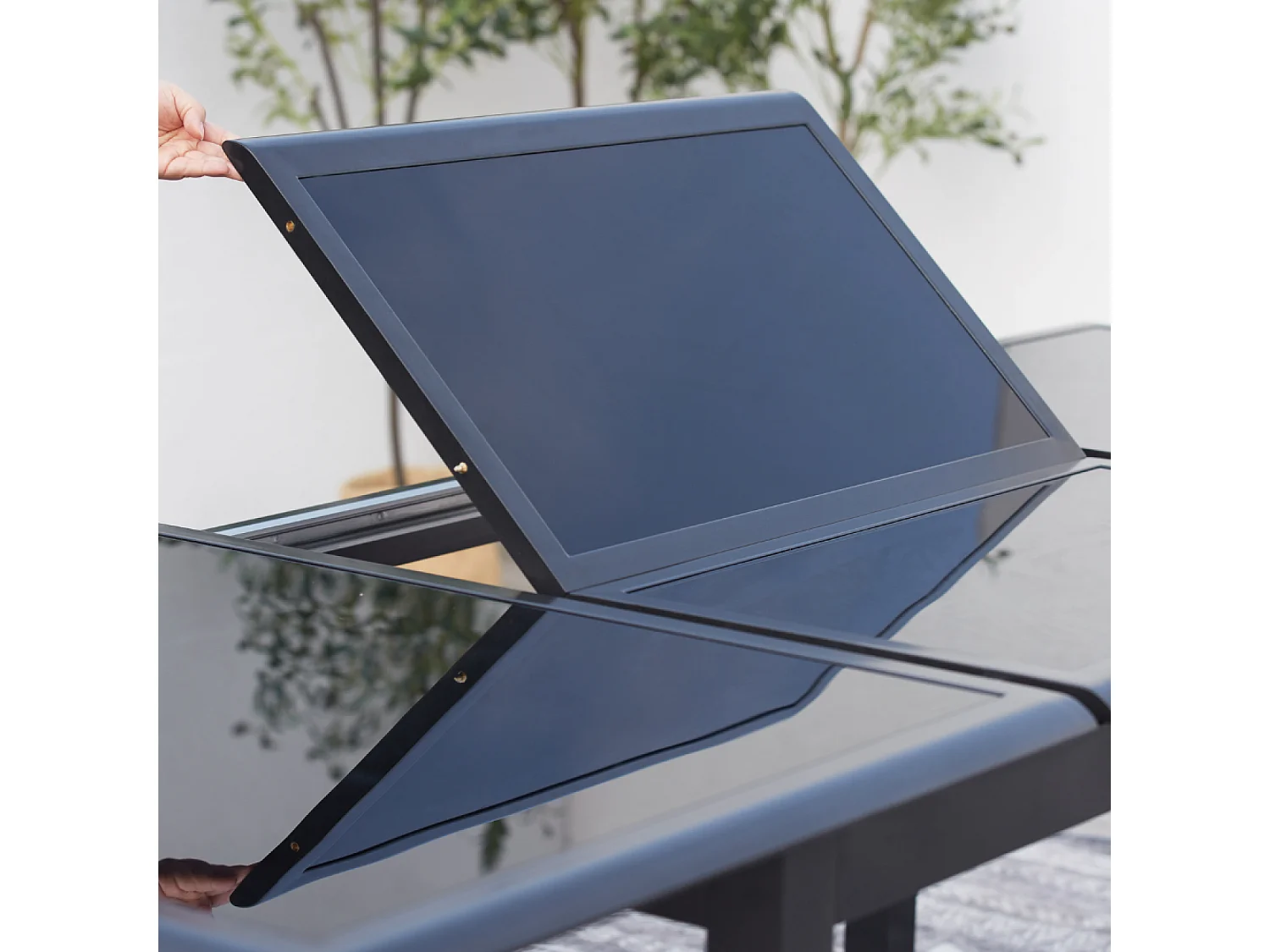 Table de jardin et 6 chaises en aluminium gris RAVENNE