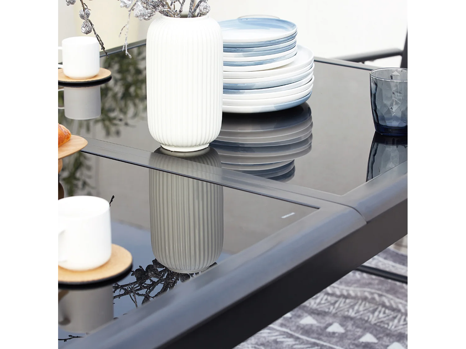 Gartenmöbelset aus grauem Aluminium für 6 Personen RAVENNE