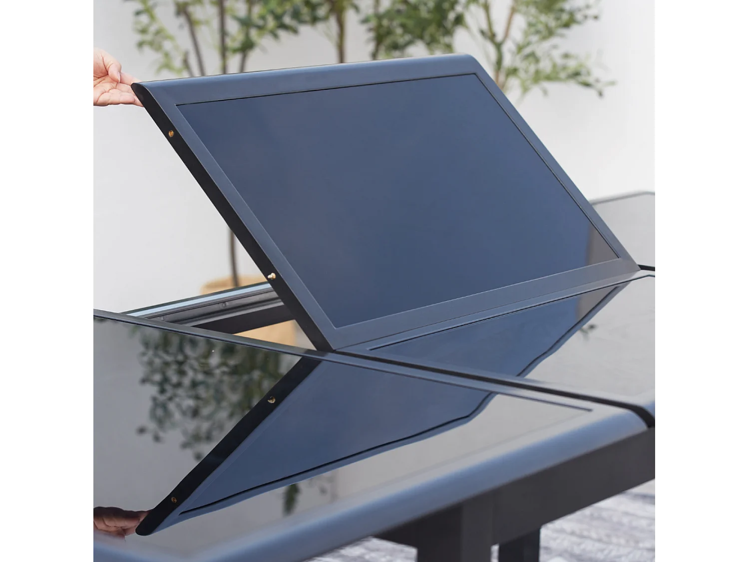 Gartenmöbelset aus grauem Aluminium für 6 Personen RAVENNE