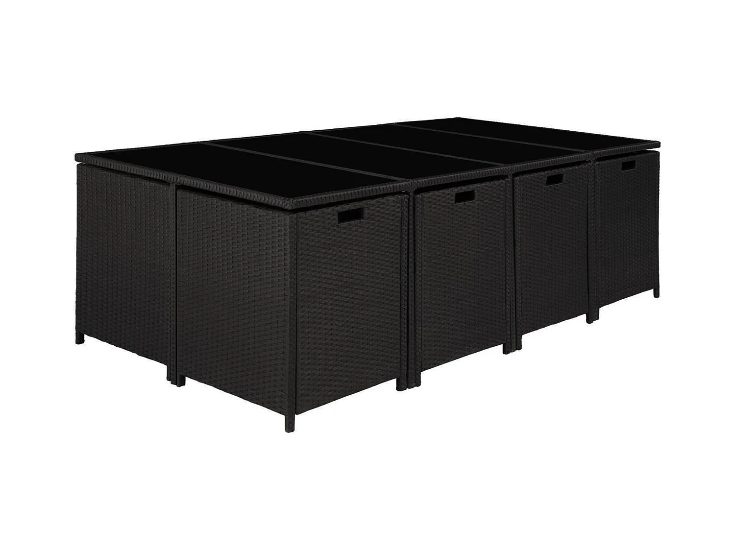 Salotto da giardino 12 posti in resina intrecciata nera e grigia FLORIDA