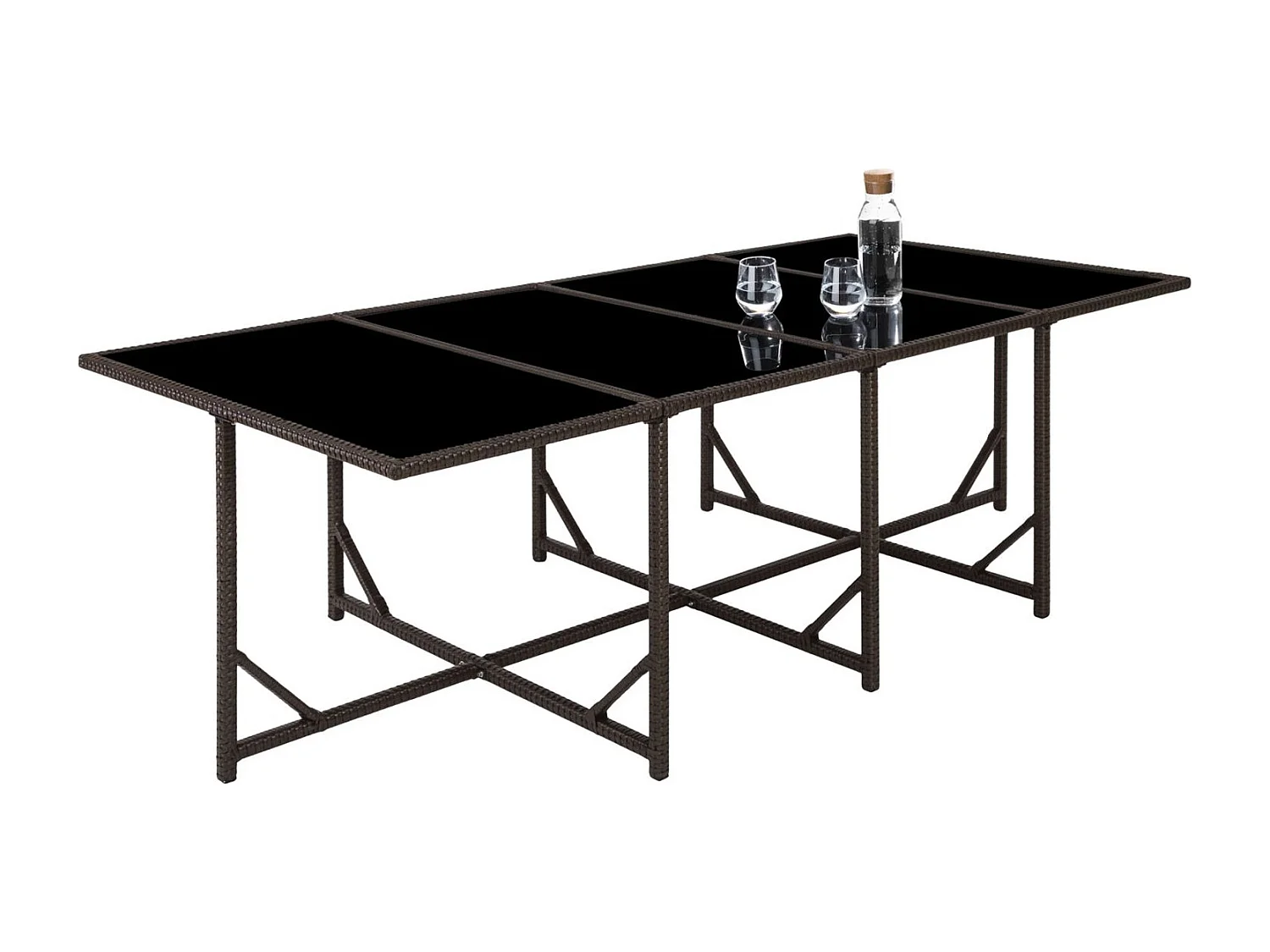 Conjunto de jardim 12 lugares em resina trançada preto/cinza FLORIDA - Design contemporâneo, 12 lugares, encaixável, almofadas removíveis