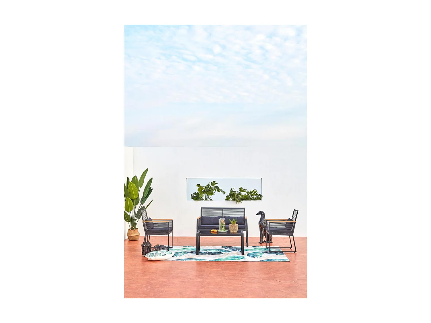 Salon jardin bas noir bois MIHATA