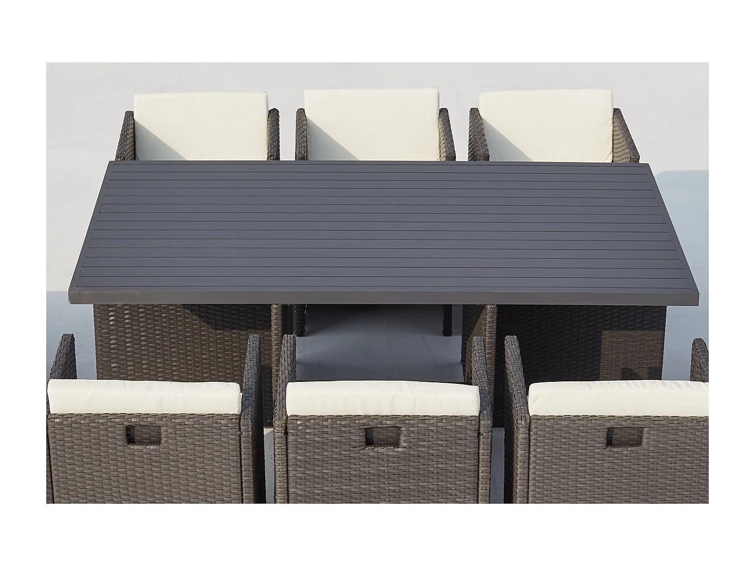 Gartenmöbelset für 10 Personen, Rattan und Aluminium in Grau/Weiß Sunset