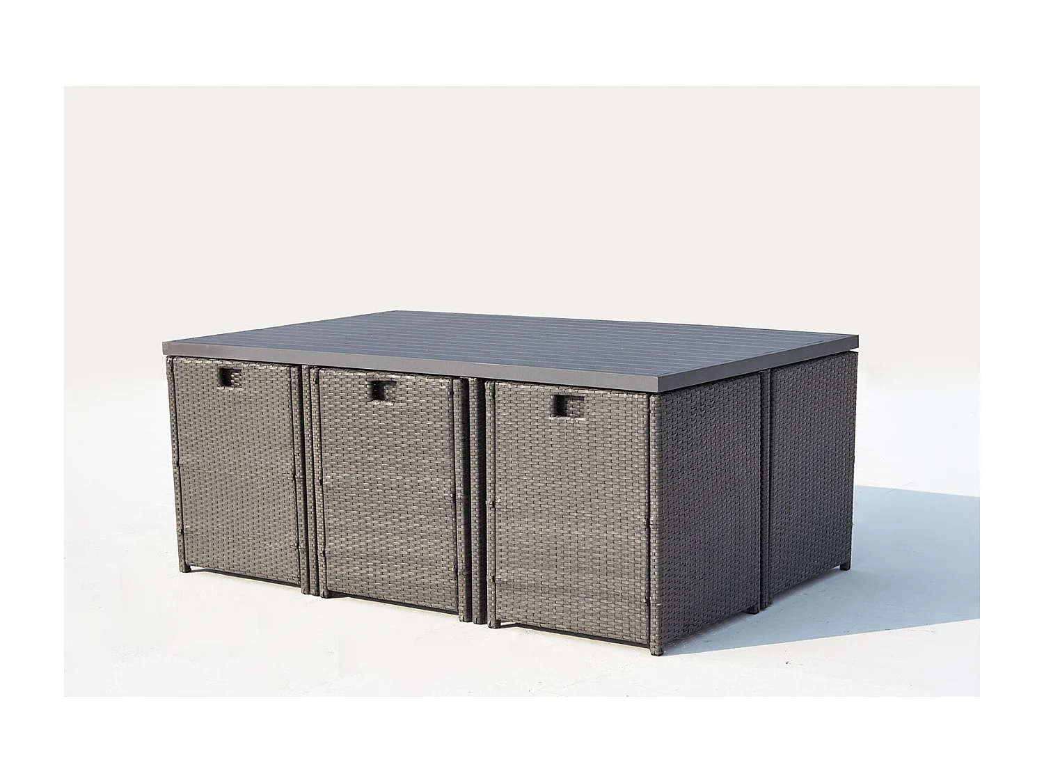 Salotto da giardino a incasso 10 posti resina intrecciata grigio/bianco SUNSET