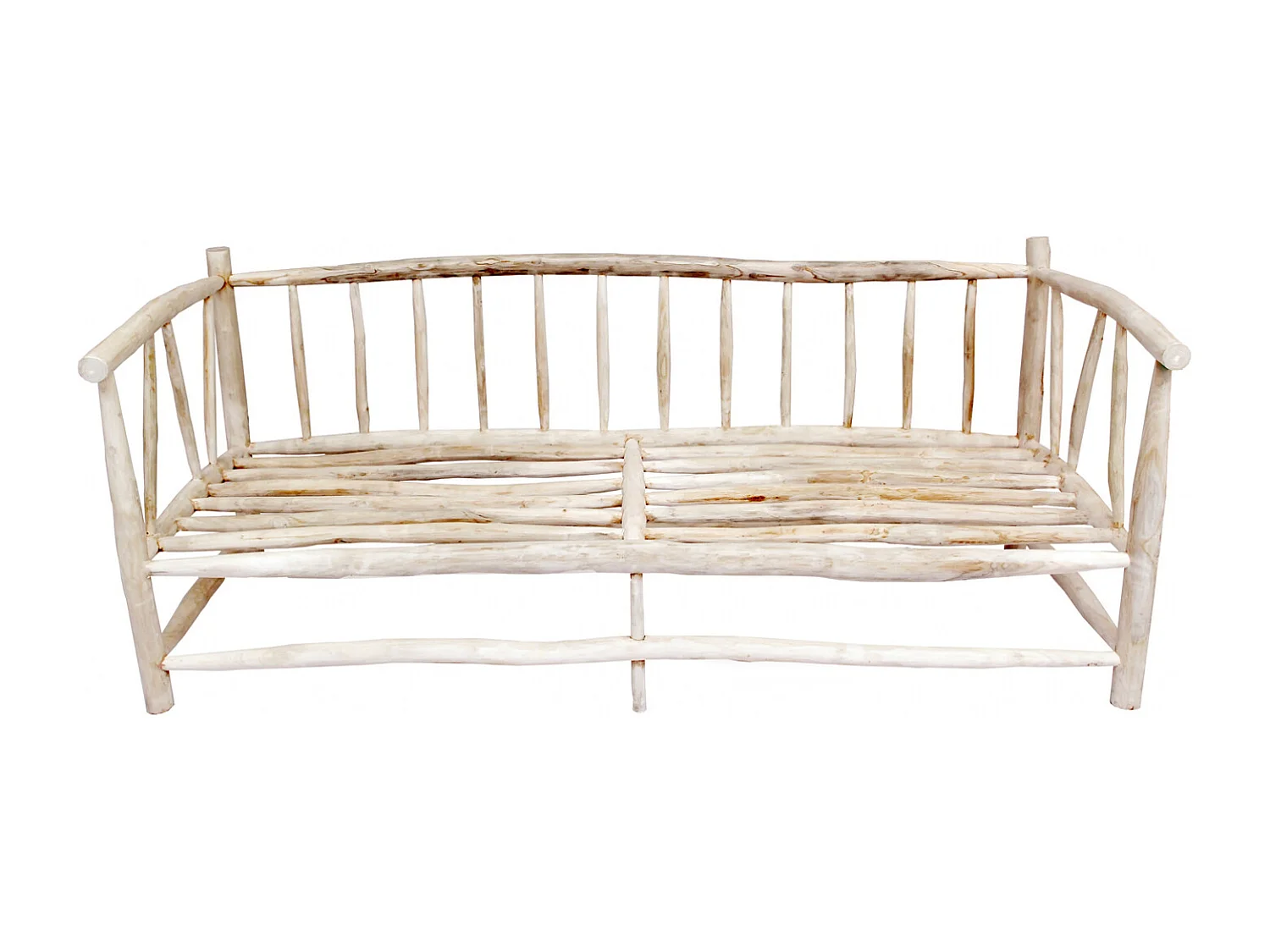 TIKA - Fauteuil 3 personnes en teck naturel avec coussin