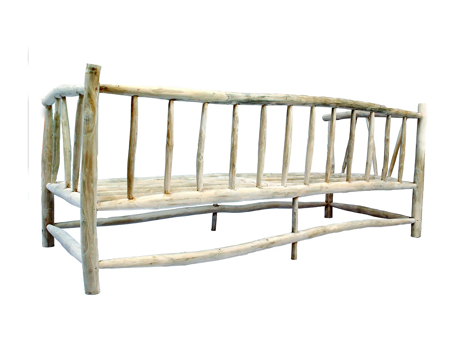 TIKA - Fauteuil 3 personnes en teck naturel avec coussin