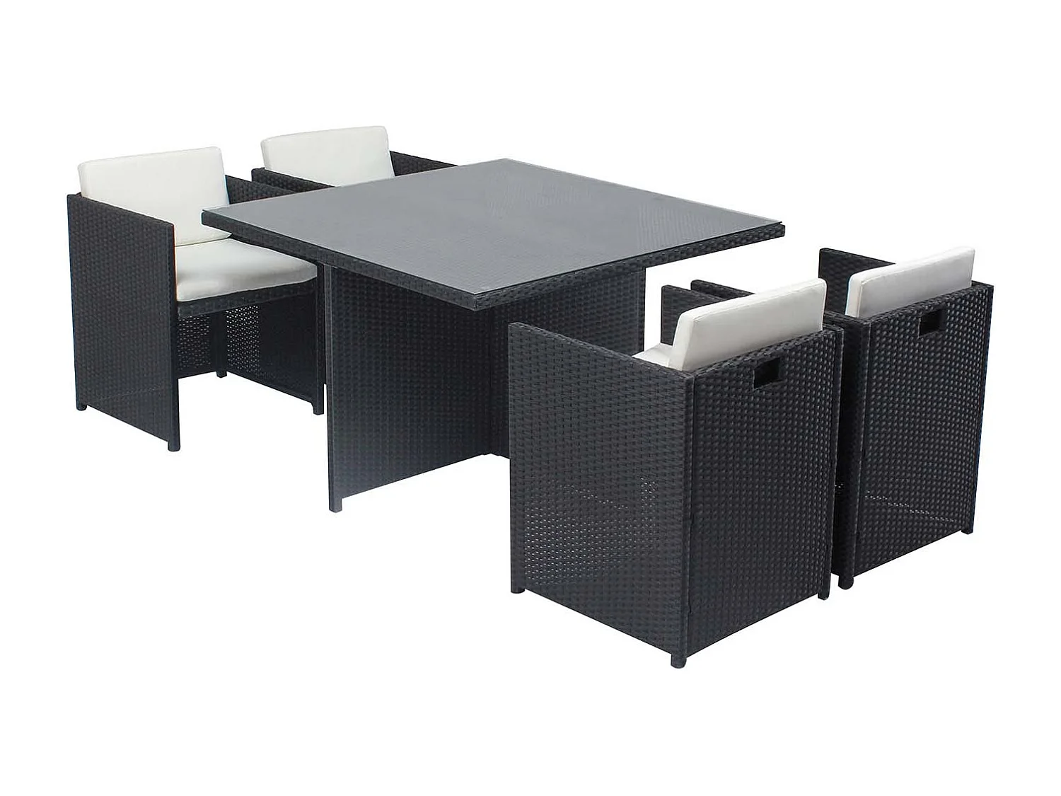 Salotto da giardino a incasso 4 posti resina intrecciata nero/bianco MIAMI