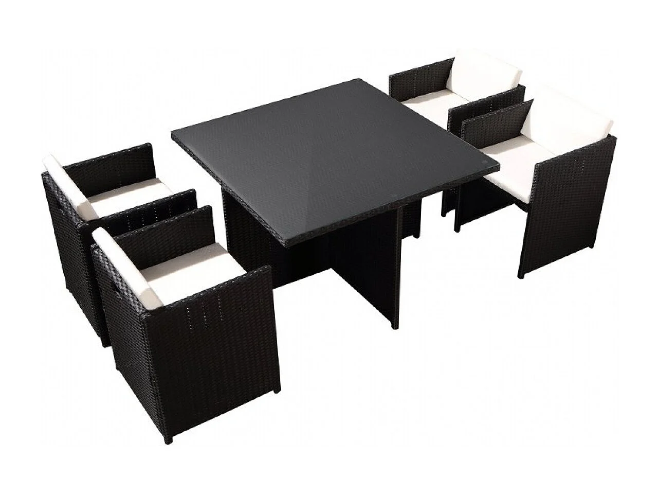 Salotto da giardino a incasso 4 posti resina intrecciata nero/bianco MIAMI