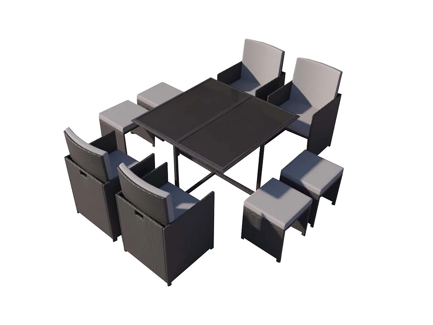 Gartenmöbel-Set aus schwarz/grauem Kunststoffgeflecht FLORIDA für 8 Personen