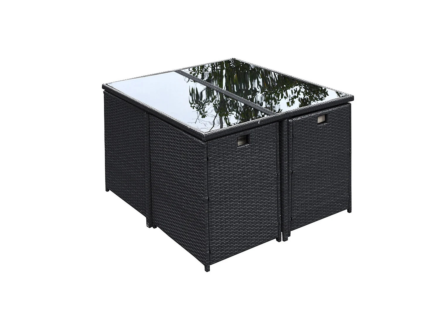 Gartenmöbel-Set aus schwarz/grauem Kunststoffgeflecht FLORIDA für 8 Personen