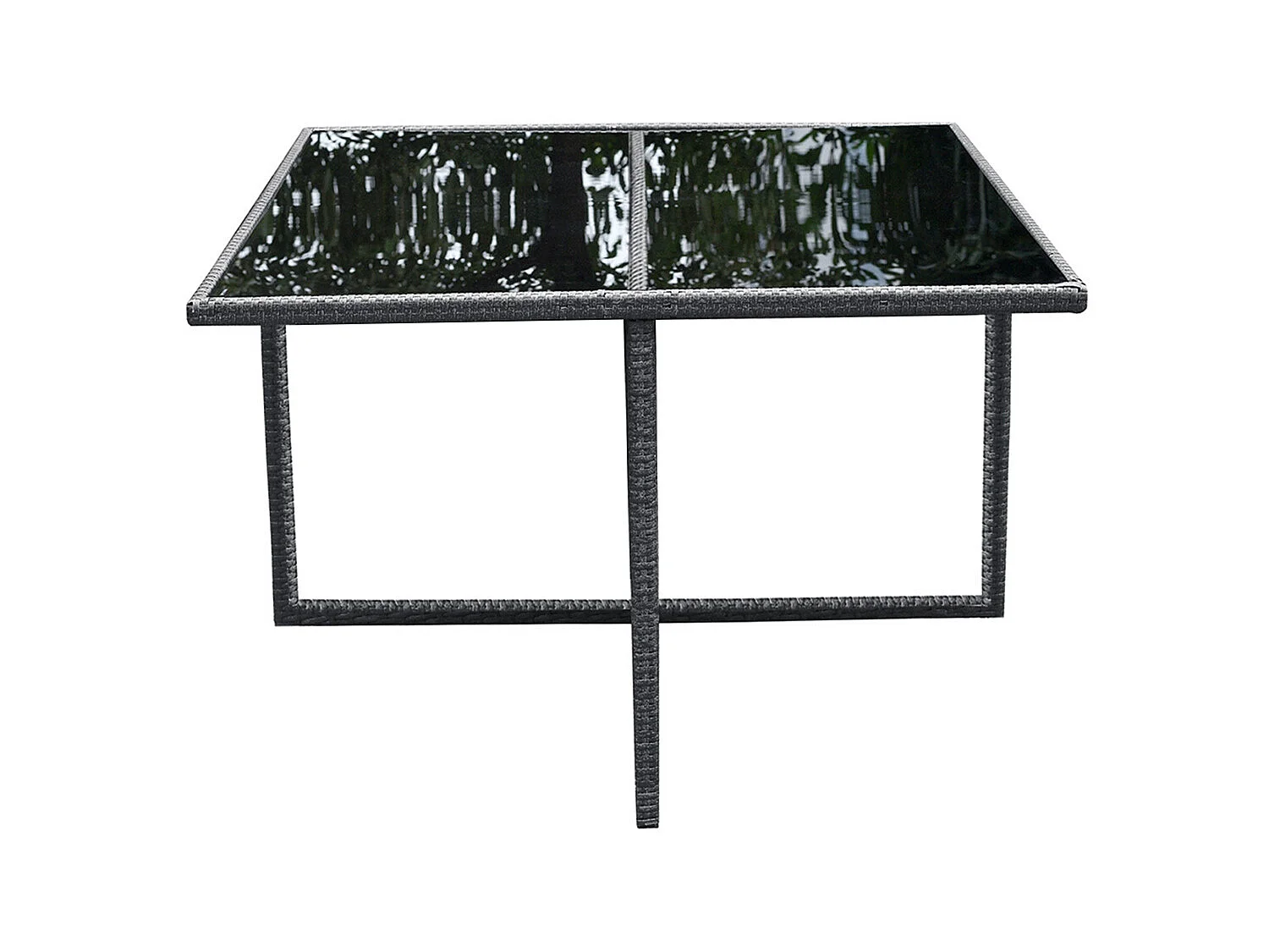 Table et chaises 8 places en résine tressée noir et gris FLORIDA