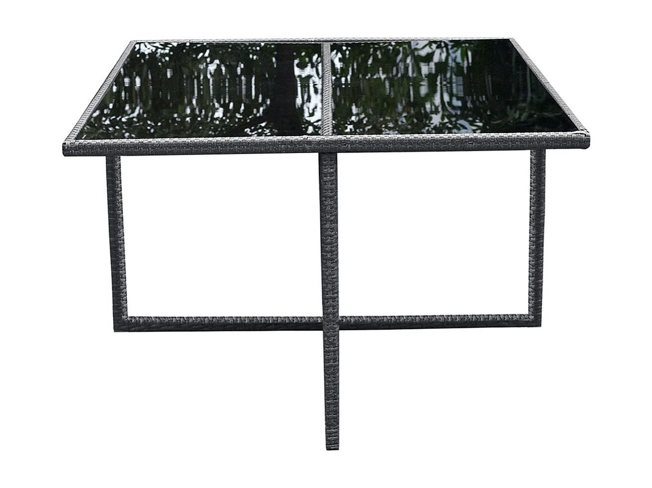 Table et chaises 8 places en résine tressée noir et gris FLORIDA