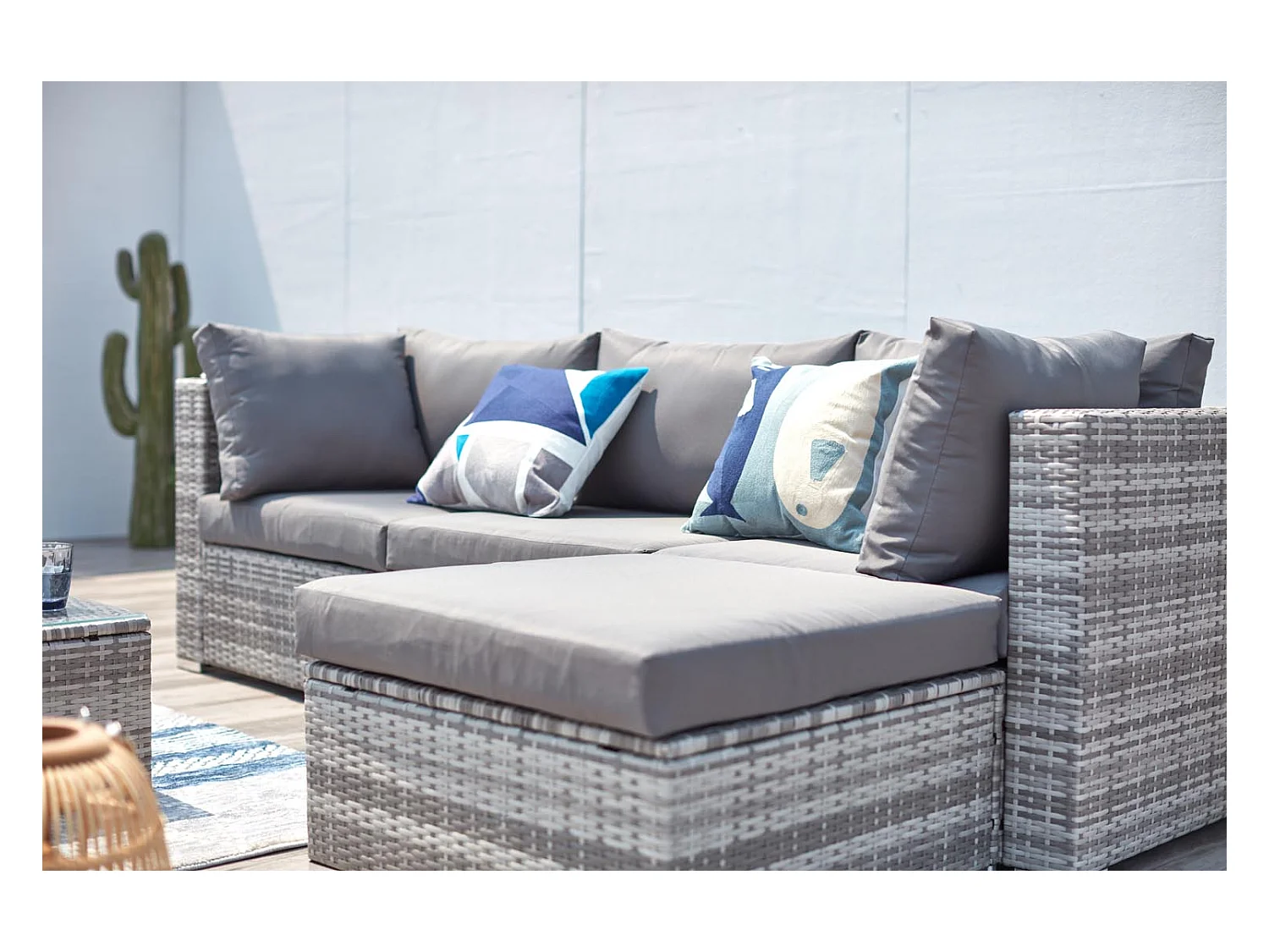 Salon jardin bas 6 places en résine gris PEANA