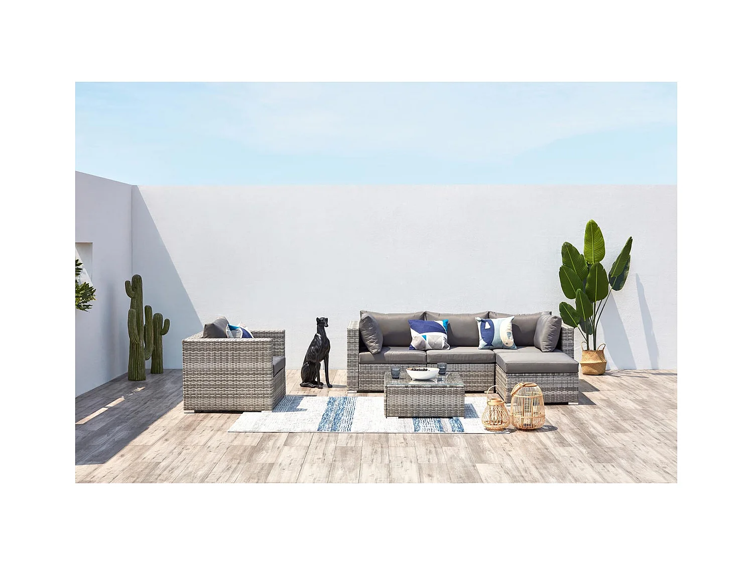 Salon jardin bas 6 places en résine gris PEANA