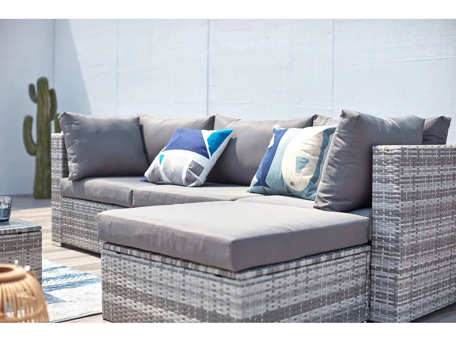 Salon jardin bas 6 places en résine gris PEANA