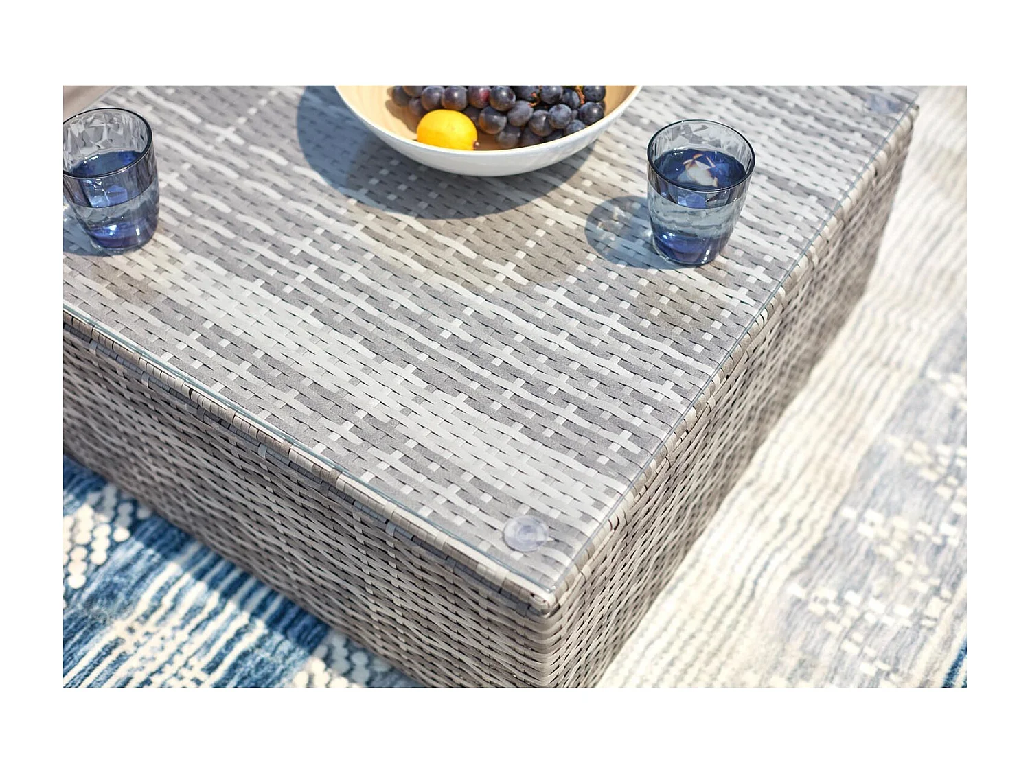 Salon jardin bas 6 places en résine gris PEANA