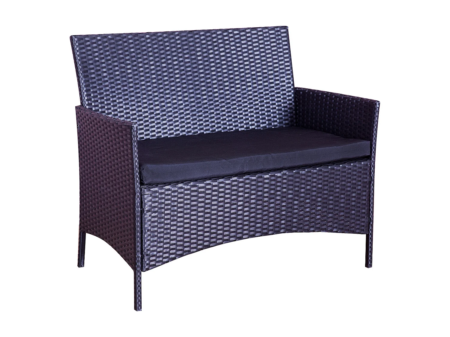 Loungeset voor 4 personen van zwart gevlochten hars Mykonos Modern en design