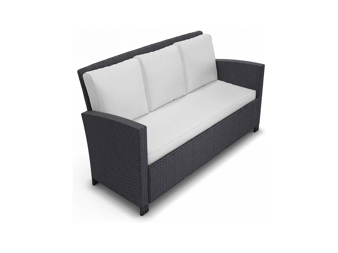 Salon de jardin 7 places en résine tressée noir et blanc MODENA