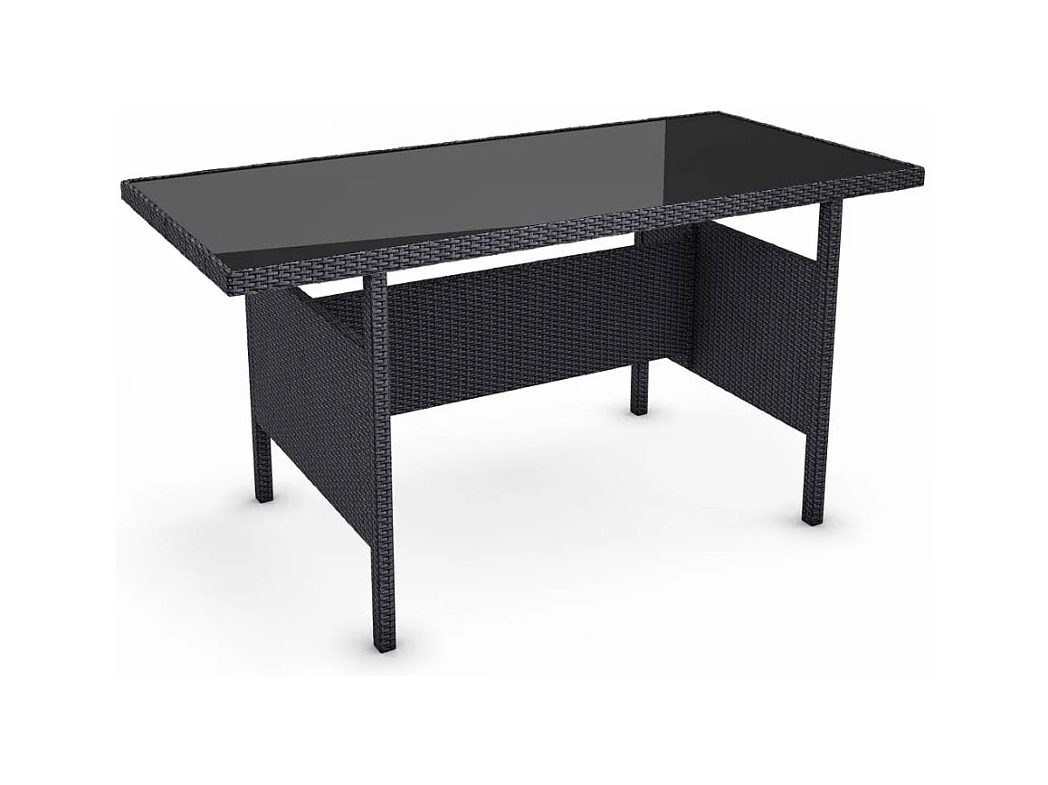 Salon de jardin 7 places en résine tressée noir et blanc MODENA