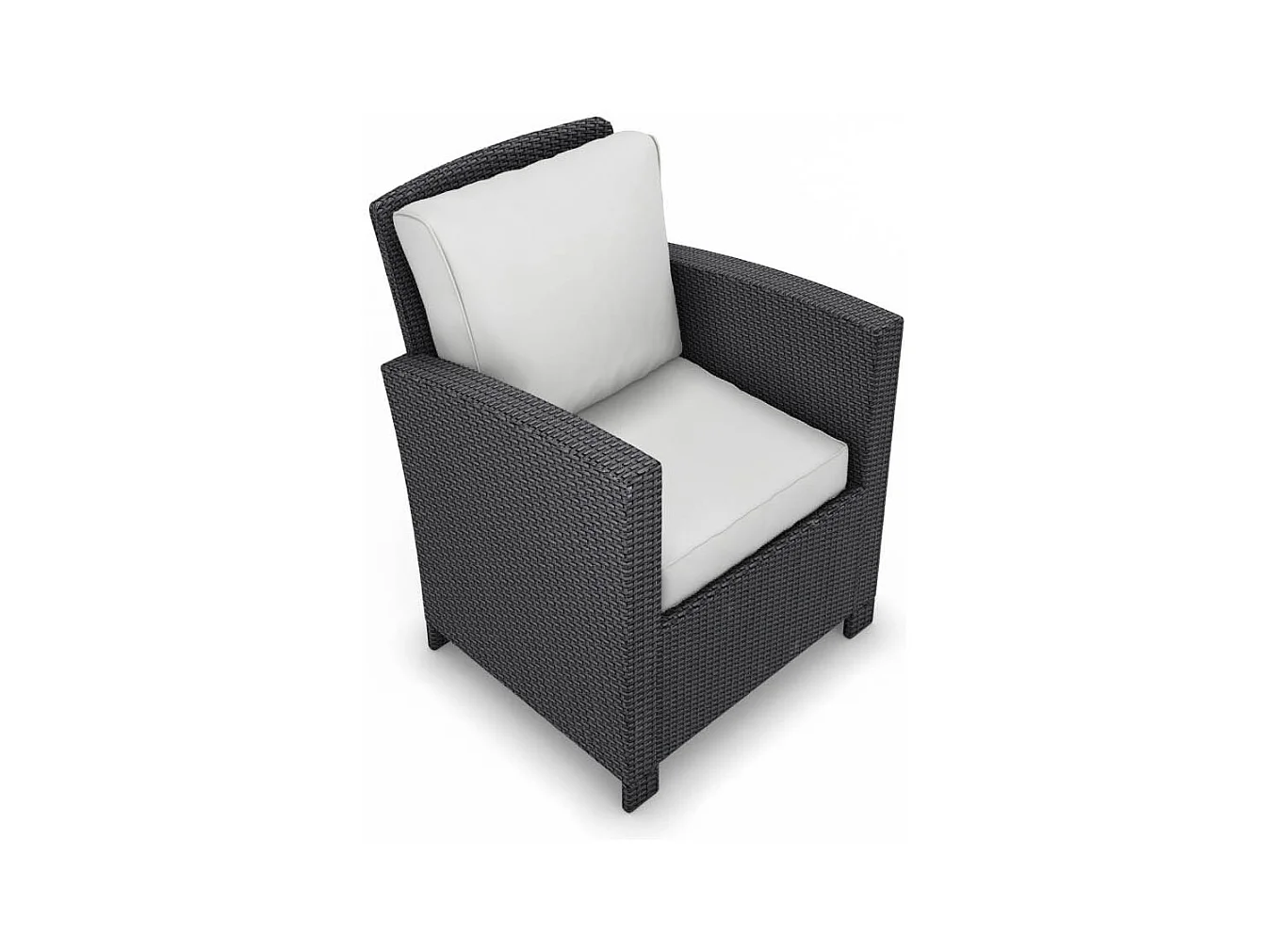 Salon de jardin 7 places en résine tressée noir et blanc MODENA