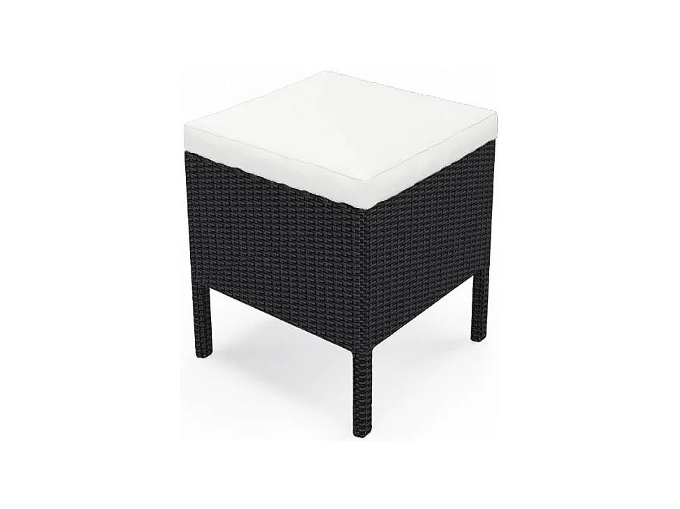 Salon de jardin 7 places en résine tressée noir et blanc MODENA