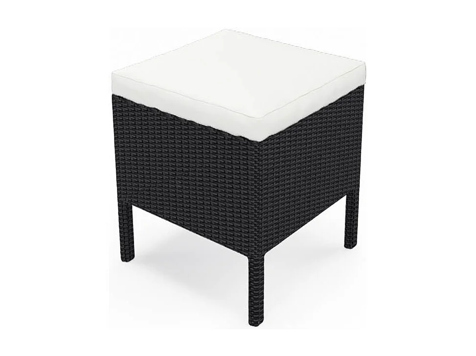 Salon de jardin 7 places en résine tressée noir et blanc MODENA
