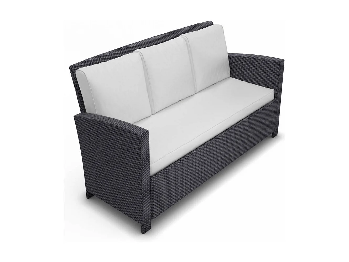 Salon de jardin 7 places en résine tressée noir et blanc MODENA