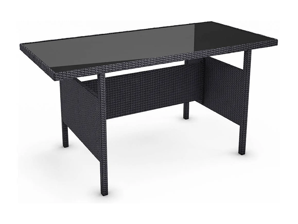 Salon de jardin 7 places en résine tressée noir et blanc MODENA