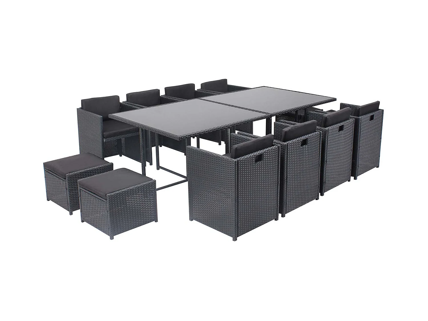 Salotto da giardino a incasso 12 persone resina intrecciata nero/nero MIAMI