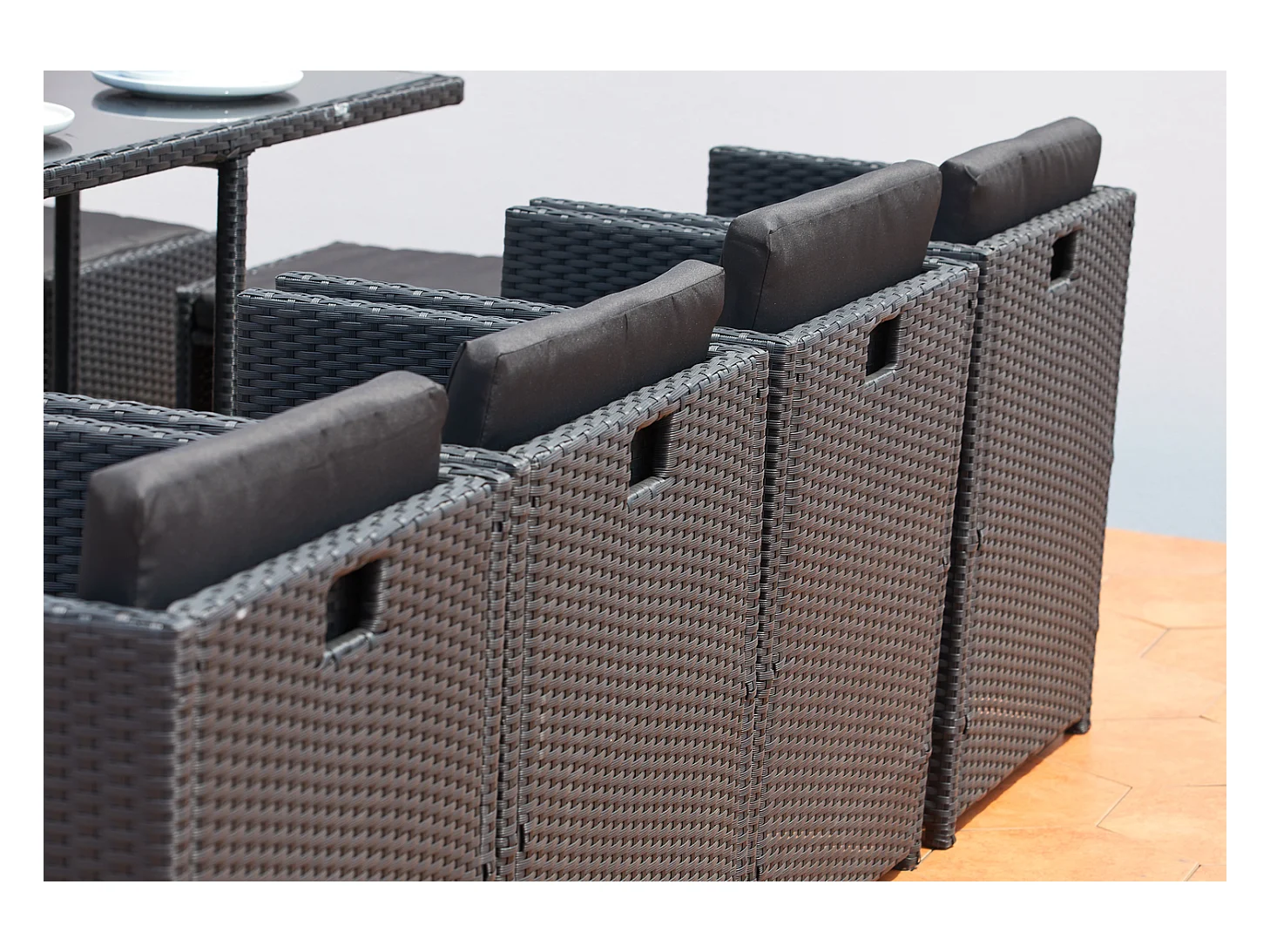 Salotto da giardino a incasso 12 persone resina intrecciata nero/nero MIAMI