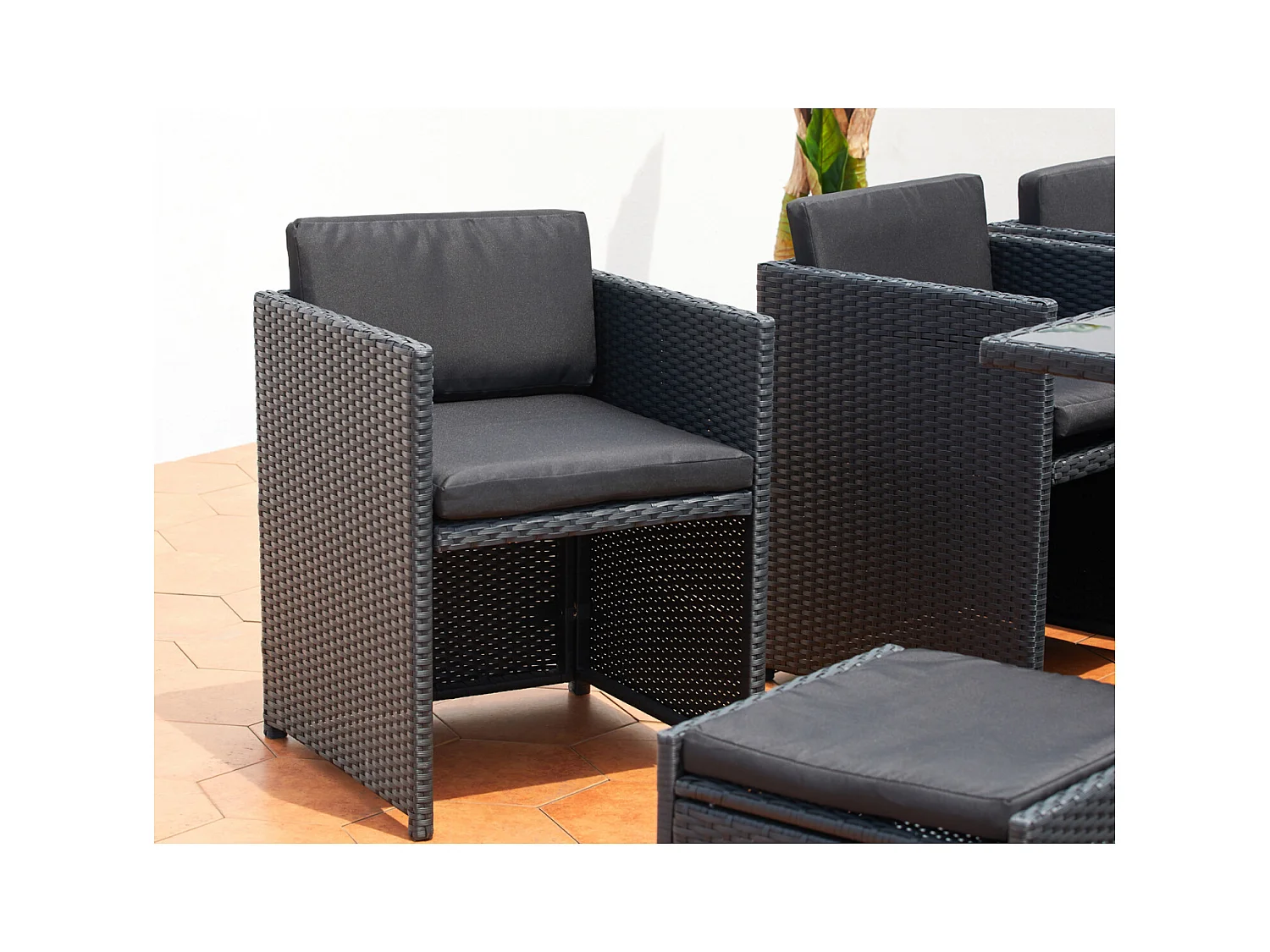 Salotto da giardino a incasso 12 persone resina intrecciata nero/nero MIAMI