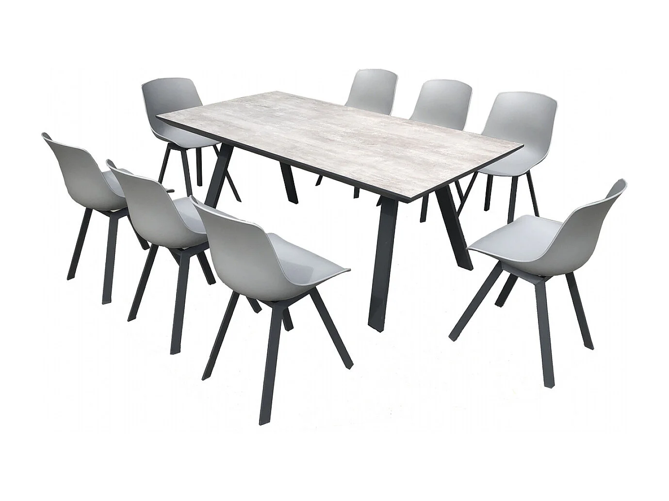 Salon de jardin aluminium et plateau aspect ciment 8 places TEMARA