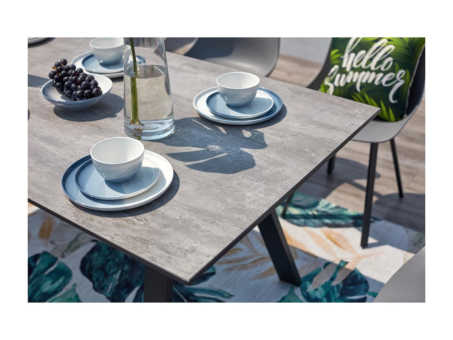 Salon de jardin aluminium et plateau aspect ciment 8 places TEMARA