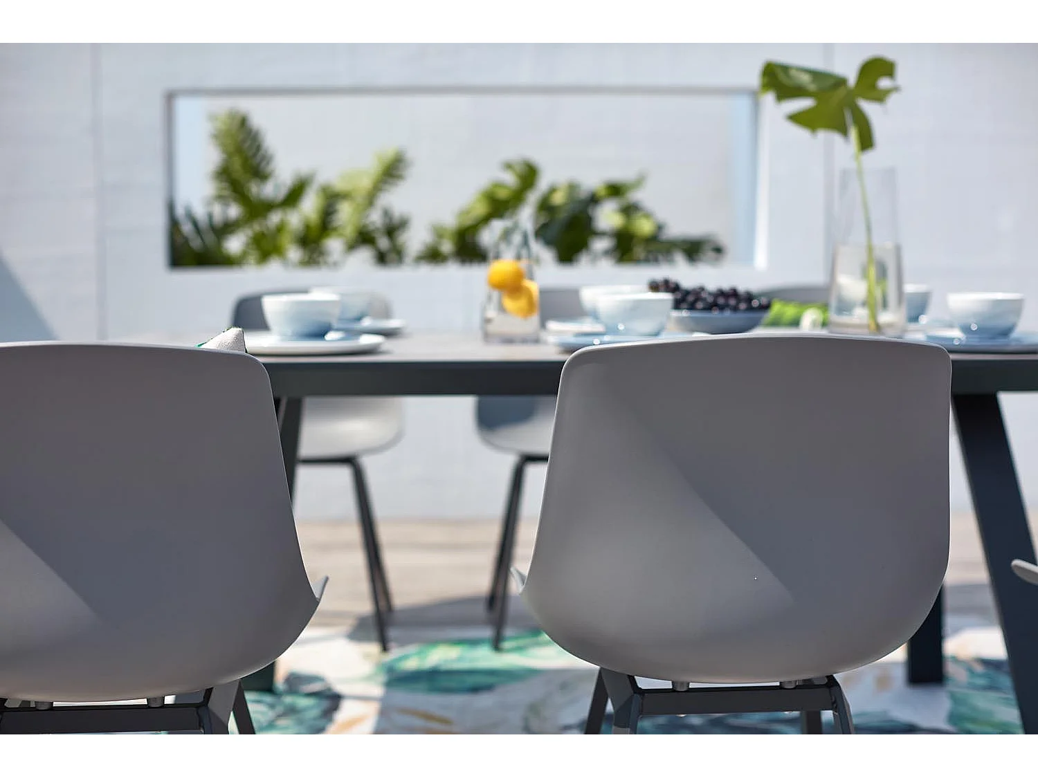 Gartenmöbelset für 8 Personen aus grauem Aluminium und Beton Temara